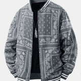 Ellis - Paisley Print Baseball Jacket with Stand Collar