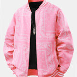 Ellis - Paisley Print Baseball Jacket with Stand Collar