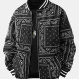 Ellis - Paisley Print Baseball Jacket with Stand Collar
