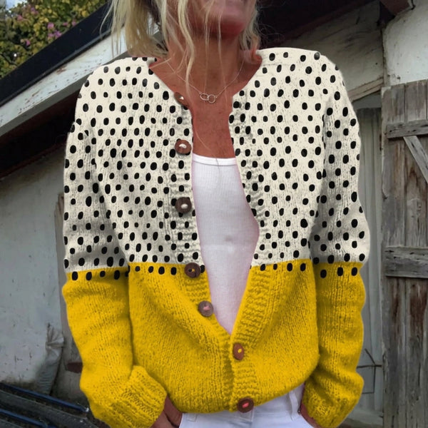 Bernice - Yellow Polka Dot Button Cardigan