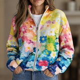 Tabitha - Ombré Watercolour Floral Zip-Up Cardigan