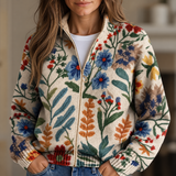 Evelyn - Botanical Garden Floral Zip-Up Cardigan
