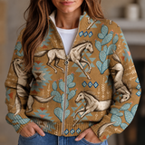 Marilyn - Desert Horse and Cactus Zip-Up Cardigan