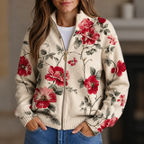 Kendra - Watercolour Rose Zip-Up Cardigan