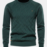 Reese - Geometric Motif Jacquard Crew Neck Sweater