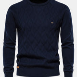 Reese - Geometric Motif Jacquard Crew Neck Sweater