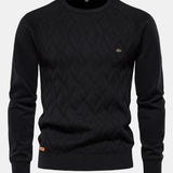 Reese - Geometric Motif Jacquard Crew Neck Sweater
