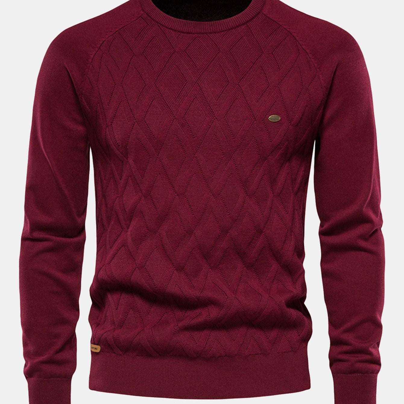 Reese - Geometric Motif Jacquard Crew Neck Sweater