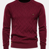 Reese - Geometric Motif Jacquard Crew Neck Sweater