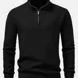 Fraser - Wave Pattern Jacquard Quarter-Zip Sweater