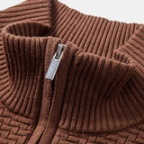 Fraser - Wave Pattern Jacquard Quarter-Zip Sweater