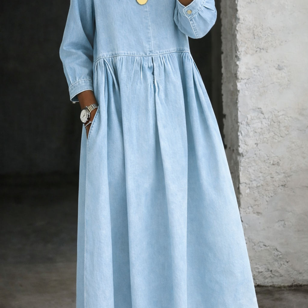 Clara - Peter Pan Collar Denim Dress