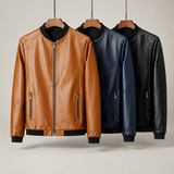 Odin men's smooth leather bomber jacket, view 4
