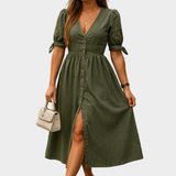 Nadine - Denim Maxi Dress with Buttons