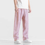Bentley men's wide leg linen pants in Pink, view 4