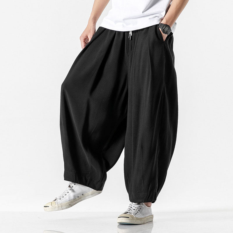 Loic men's balloon leg drawstring pants in Black, view 5