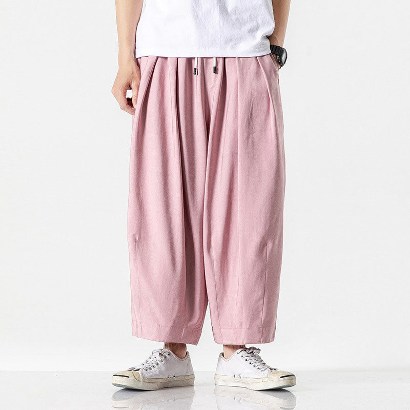 Loic men's balloon leg drawstring pants in Pink, view 3
