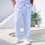 Arlo men's relaxed straight leg chinos in Light Blue, view 2