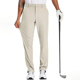 Zach men's performance golf pants in Beige, view 2