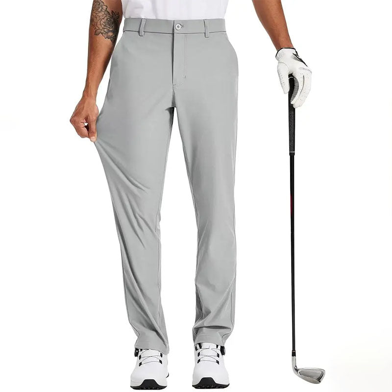 Zach men's performance golf pants in Light Grey, front view