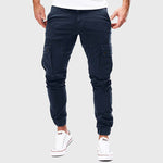 Warren men's slim cargo jogger pants in Blue, view 2