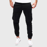 Warren men's slim cargo jogger pants in Black, view 4