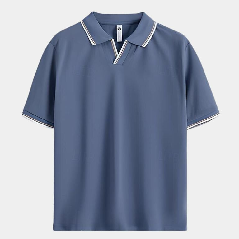 Scott - Black Open Collar Polo