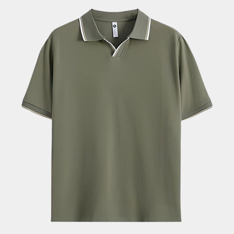 Scott - Black Open Collar Polo