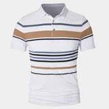 Riley - White Polo with Multicolour Stripes