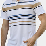 Riley - White Polo with Multicolour Stripes