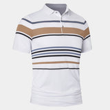 Riley - White Polo with Multicolour Stripes
