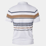 Riley - White Polo with Multicolour Stripes