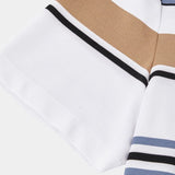 Riley - White Polo with Multicolour Stripes