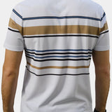 Riley - White Polo with Multicolour Stripes
