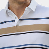 Riley - White Polo with Multicolour Stripes
