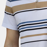Riley - White Polo with Multicolour Stripes