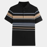 Riley - White Polo with Multicolour Stripes