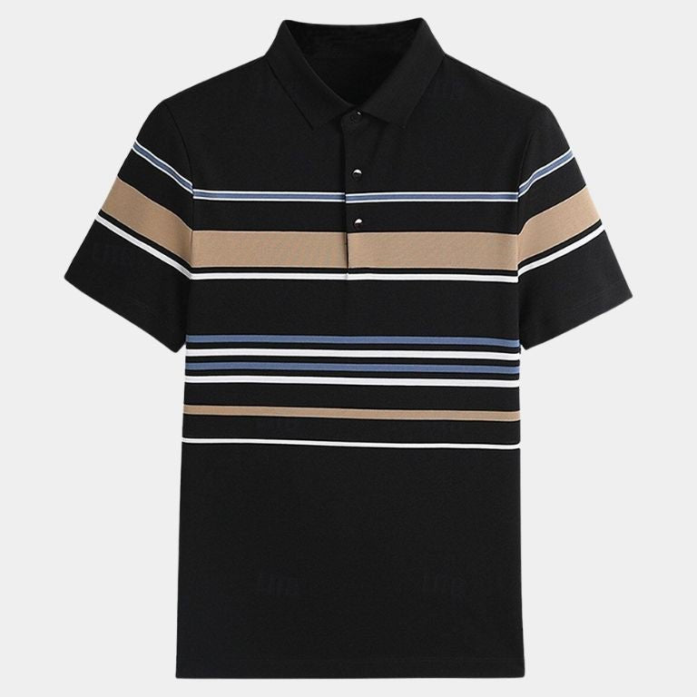 Riley - White Polo with Multicolour Stripes
