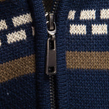 Callum - Geometric Jacquard Stand Collar Zip Sweater