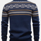 Callum - Geometric Jacquard Stand Collar Zip Sweater