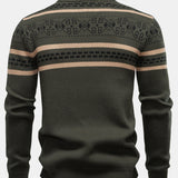 Callum - Geometric Jacquard Stand Collar Zip Sweater