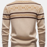Callum - Geometric Jacquard Stand Collar Zip Sweater