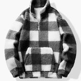 Douglas - Plaid Teddy Fleece Mock Neck Quarter-Zip Pullover
