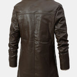 Clark - Longline Faux Leather Coat with Faux Fur Lining