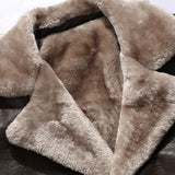 Clark - Longline Faux Leather Coat with Faux Fur Lining