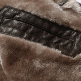 Clark - Longline Faux Leather Coat with Faux Fur Lining