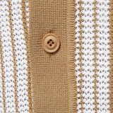 Quinn - Striped Knit Polo with Button Placket