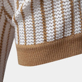 Quinn - Striped Knit Polo with Button Placket