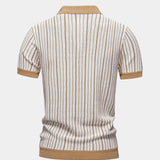 Quinn - Striped Knit Polo with Button Placket