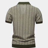 Quinn - Striped Knit Polo with Button Placket